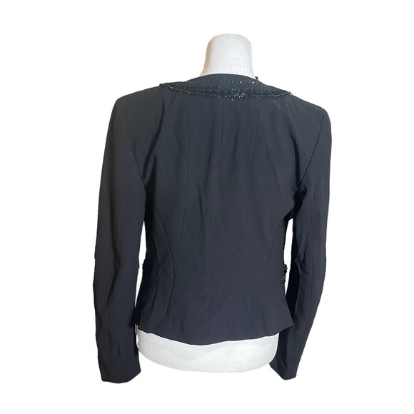 DKNY Embellished Black Lace Trim Wool Blend Blazer Jacket Women's Size 2 Event - Picture 7 of 16
